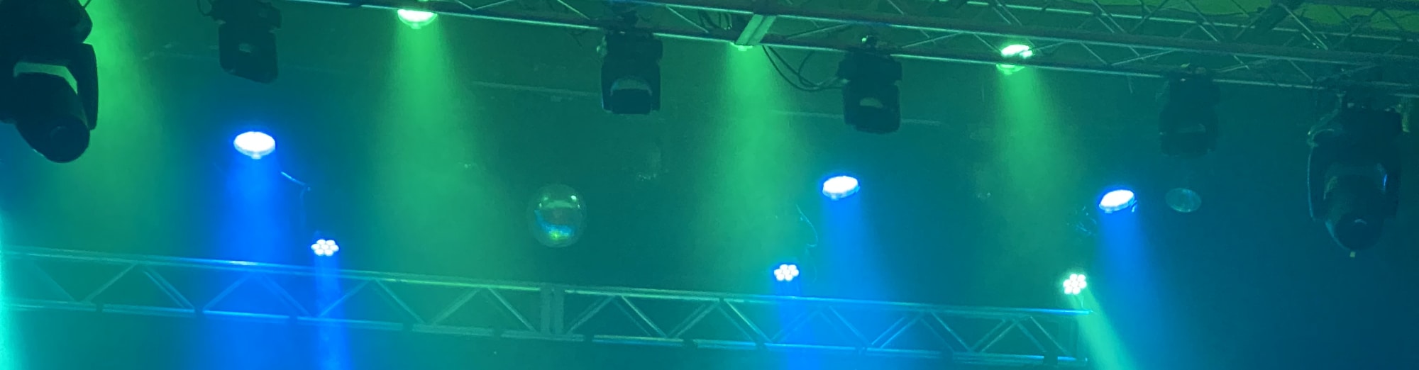 blue and green theater stage lights Evansville